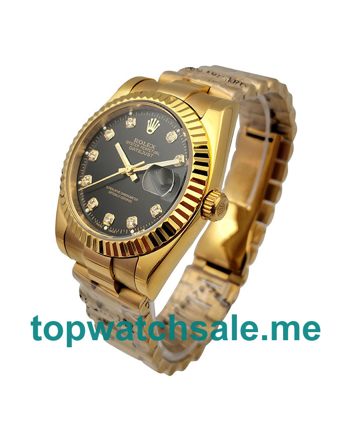 UK Black Dials Gold Rolex Datejust 16238 Replica Watches