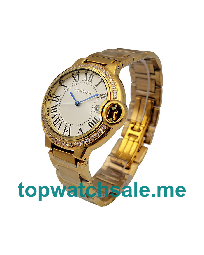 UK Silver Dials Gold Cartier Ballon Bleu WJBB0007 Replica Watches