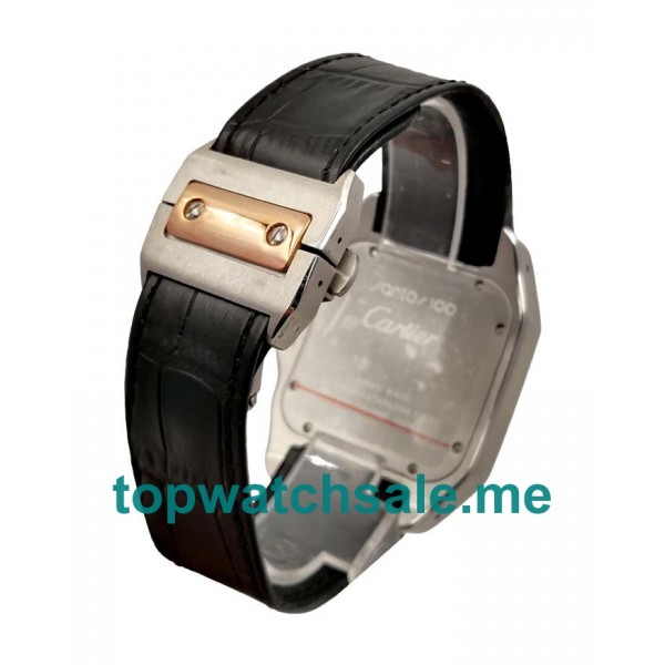 UK Black Dials Steel And Rose Gold Cartier Santos 100 W2020009 Replica Watches