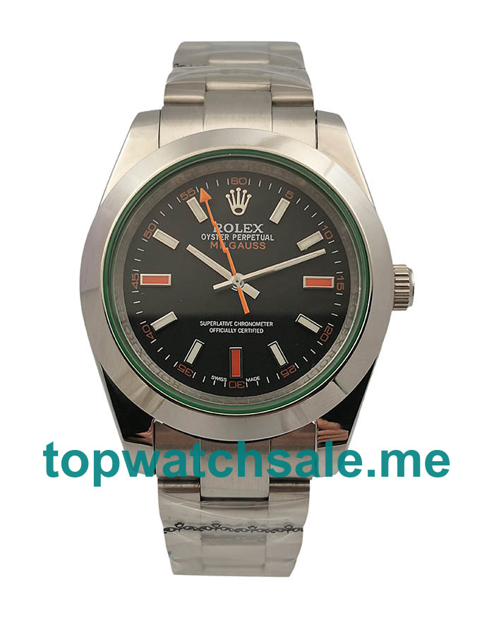 UK Black Dials Steel Rolex Milgauss 116400GV Replica Watches