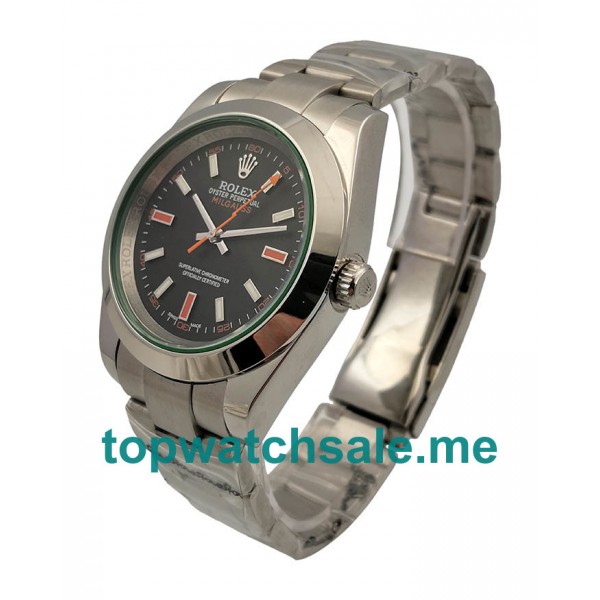 UK Black Dials Steel Rolex Milgauss 116400GV Replica Watches