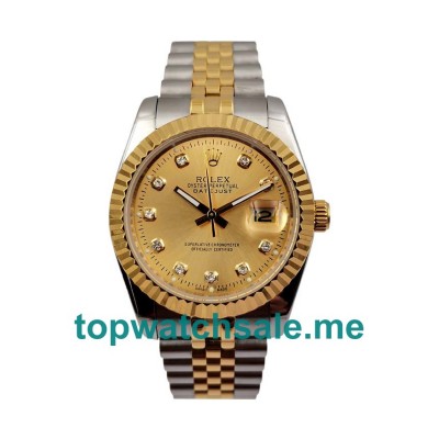 UK Champagne Dials Steel And Gold Rolex Datejust 16233 Replica Watches