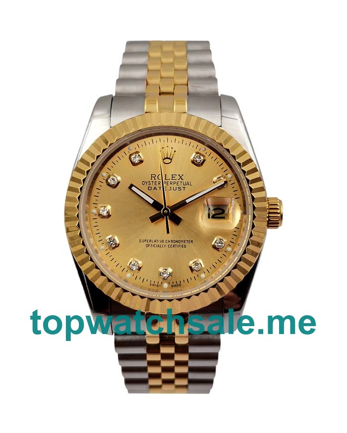 UK Champagne Dials Steel And Gold Rolex Datejust 16233 Replica Watches