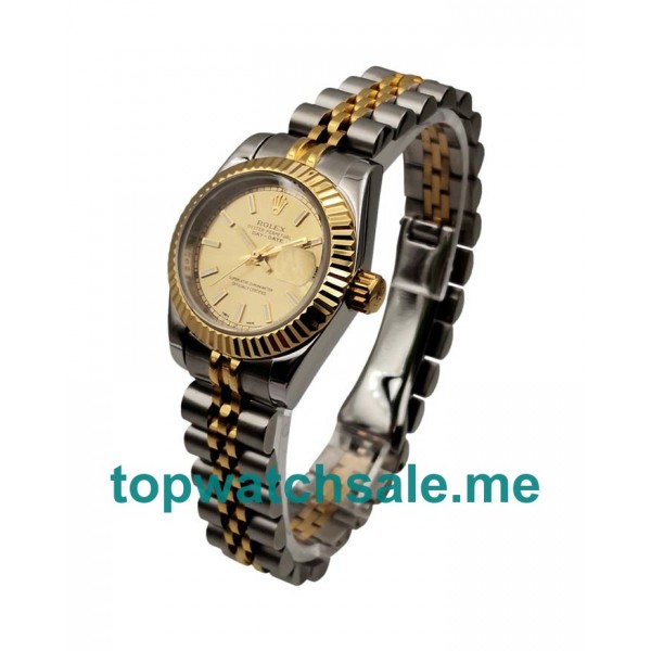 UK Champagne Dials Steel And Gold Rolex Lady-Datejust 179173 Replica Watches