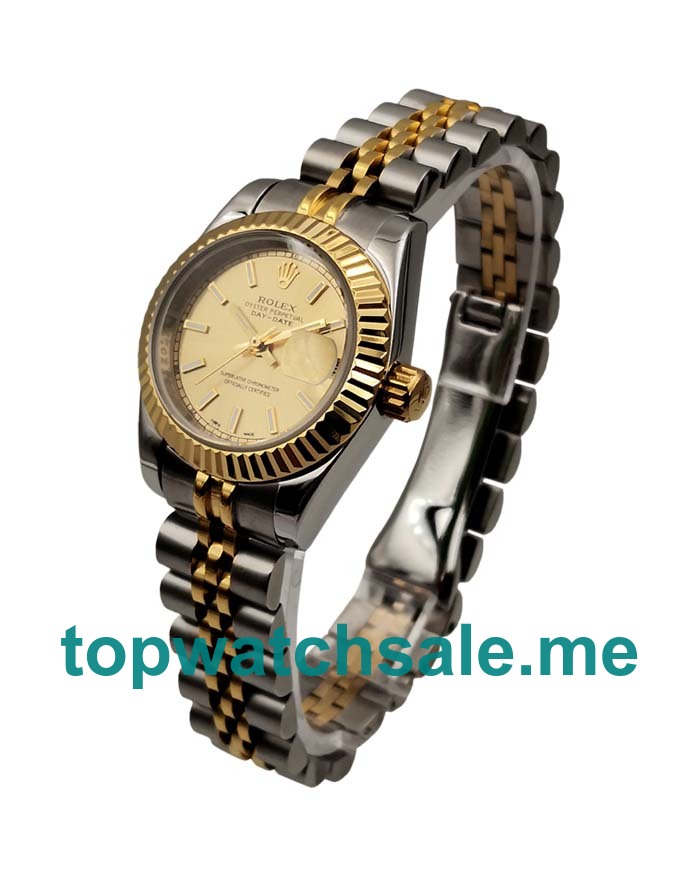 UK Champagne Dials Steel And Gold Rolex Lady-Datejust 179173 Replica Watches