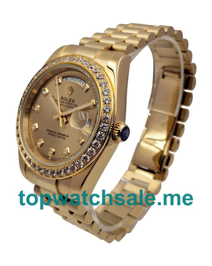 UK Champagne Dials Gold Rolex Day-Date 218348 Replica Watches