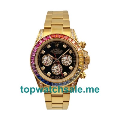 UK Black Dials Gold Rolex Daytona 116598 RBOW Replica Watches