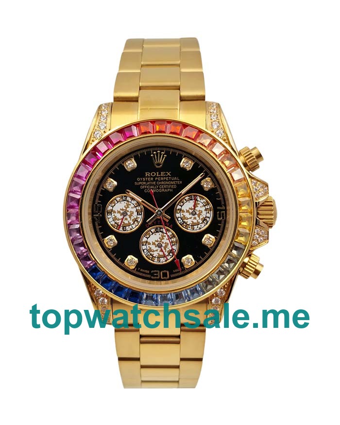 UK Black Dials Gold Rolex Daytona 116598 RBOW Replica Watches