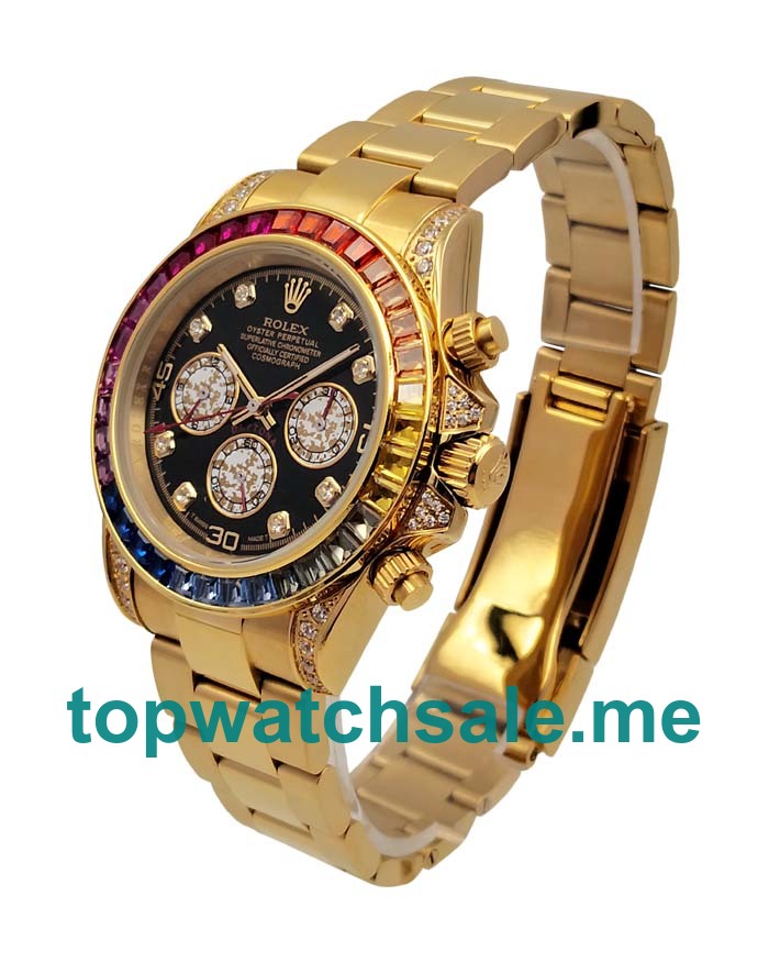 UK Black Dials Gold Rolex Daytona 116598 RBOW Replica Watches