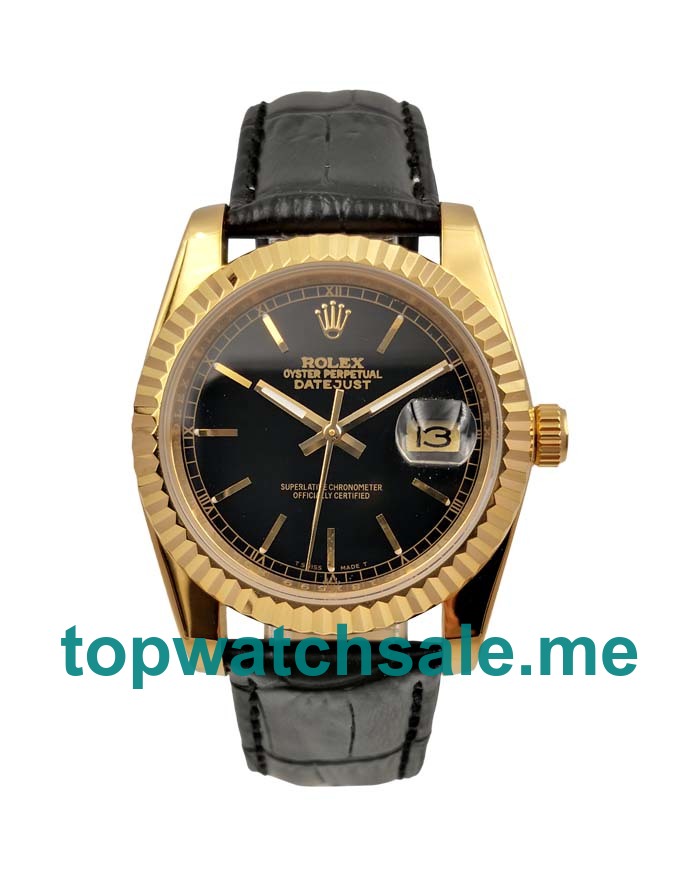 UK Black Dials Gold Rolex Datejust 116138 Replica Watches