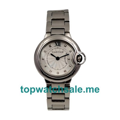 UK Silver Dials Steel Cartier Ballon Bleu WE902073 Replica Watches