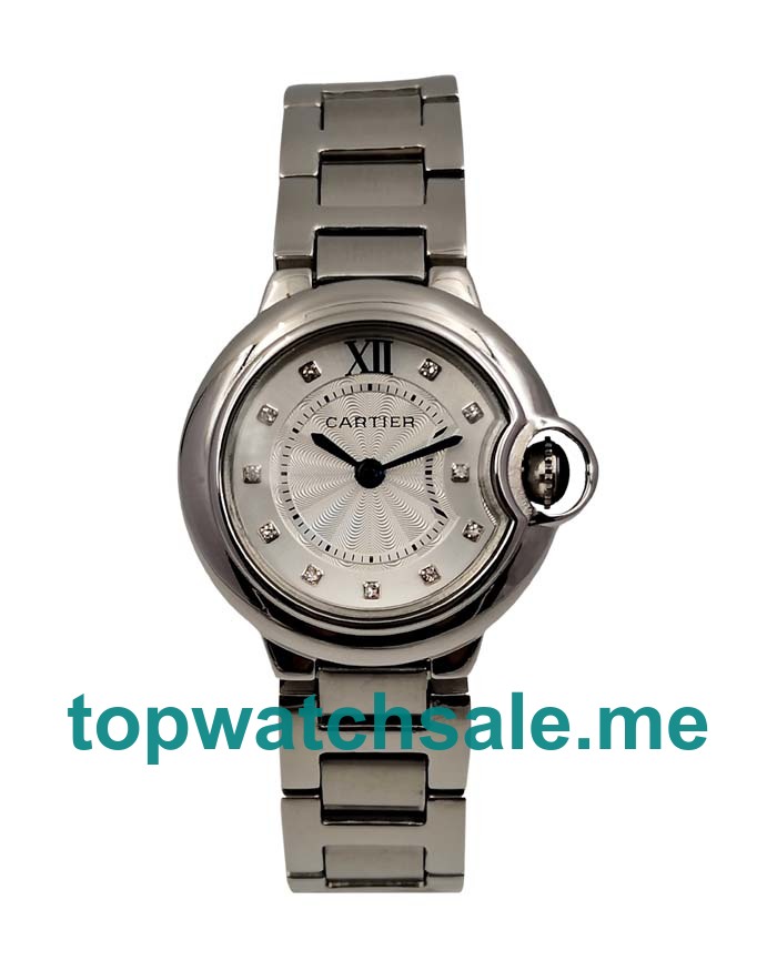 UK Silver Dials Steel Cartier Ballon Bleu WE902073 Replica Watches