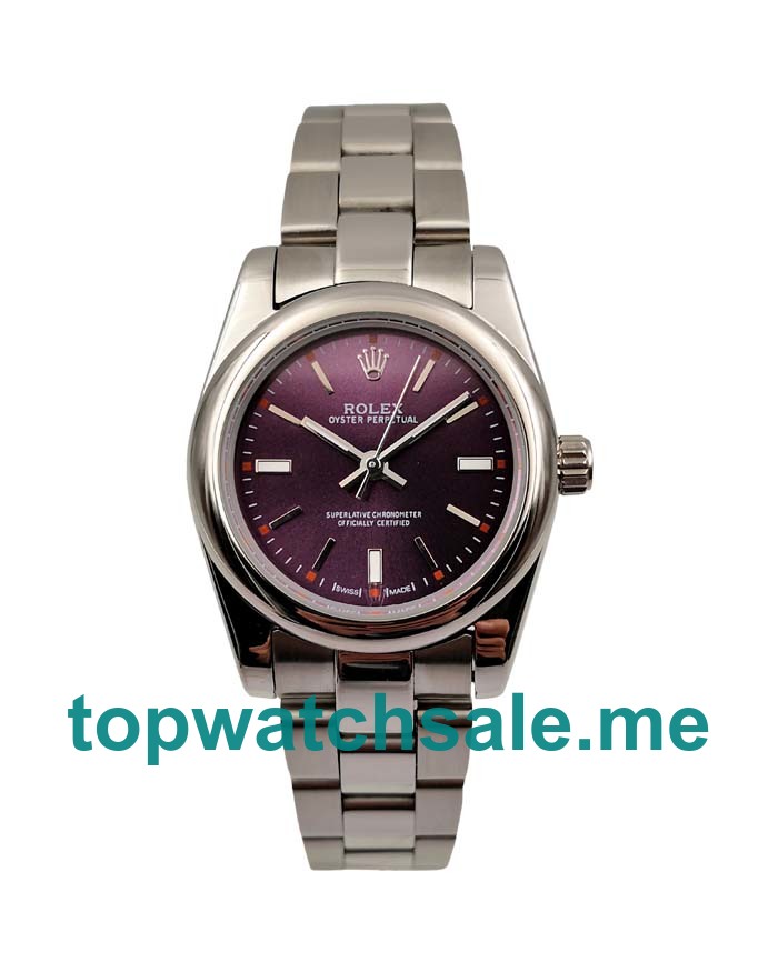 UK Purple Dials Steel Rolex Oyster Perpetual 177200 Replica Watches