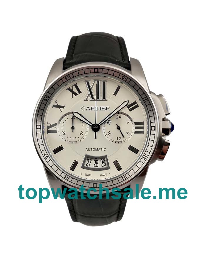 UK Silver Dials Steel Cartier Calibre De Cartier W7100046 Replica Watches