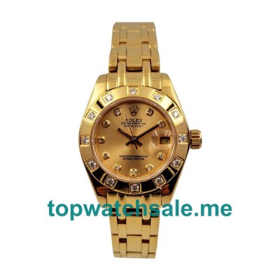 UK Champagne Dials Gold Rolex Pearlmaster 81318 Replica Watches