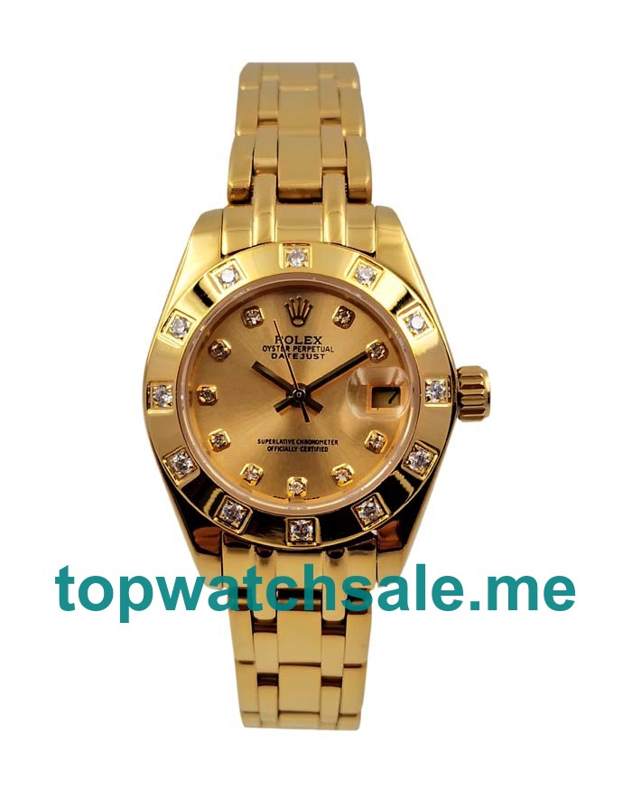 UK Champagne Dials Gold Rolex Pearlmaster 81318 Replica Watches