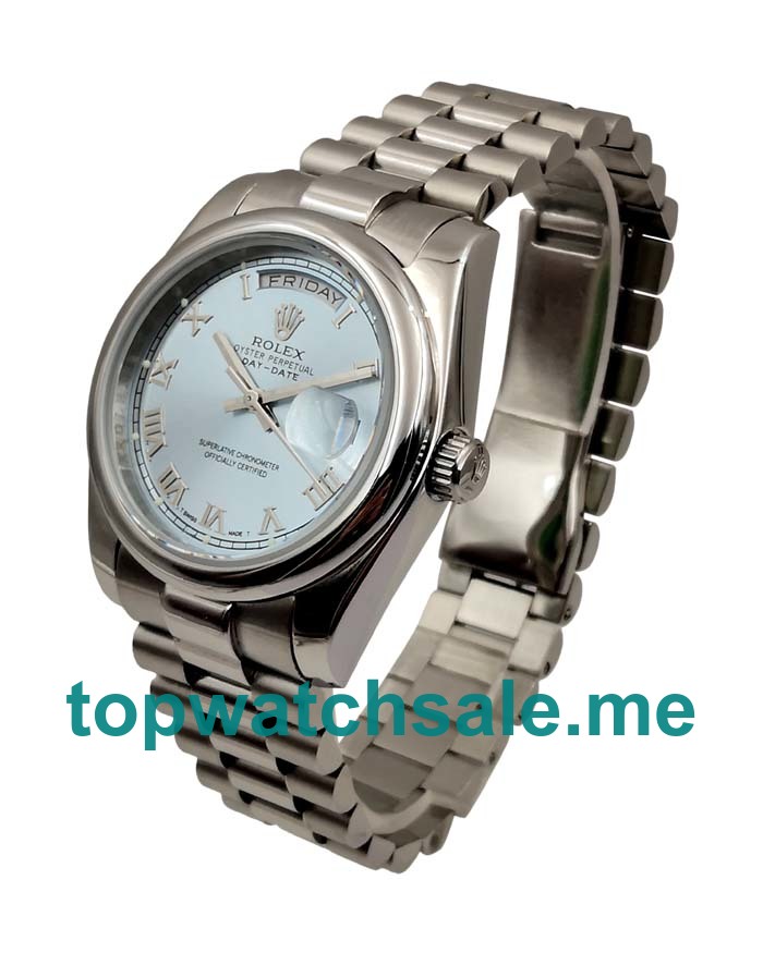 UK Blue Dials Platinum Rolex Day-Date 118206 Replica Watches