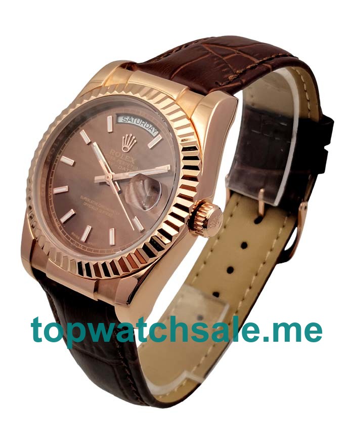 UK Chocolate Dials Rose Gold Rolex Day-Date 118135 Replica Watches