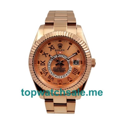 UK Champagne Dials Rose Gold Rolex Sky-Dweller 326935 Replica Watches