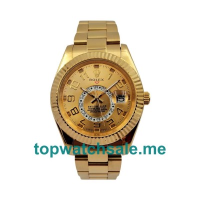 UK Champagne Dials Gold Rolex Sky-Dweller 326938 Replica Watches