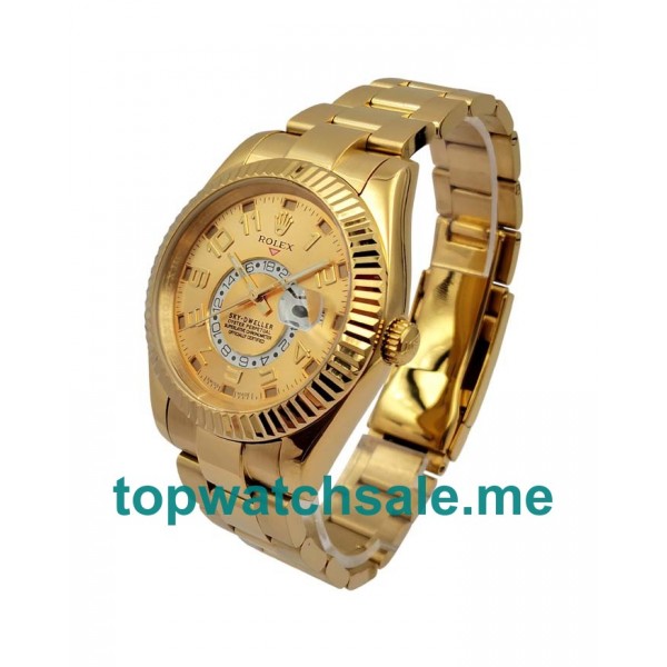 UK Champagne Dials Gold Rolex Sky-Dweller 326938 Replica Watches