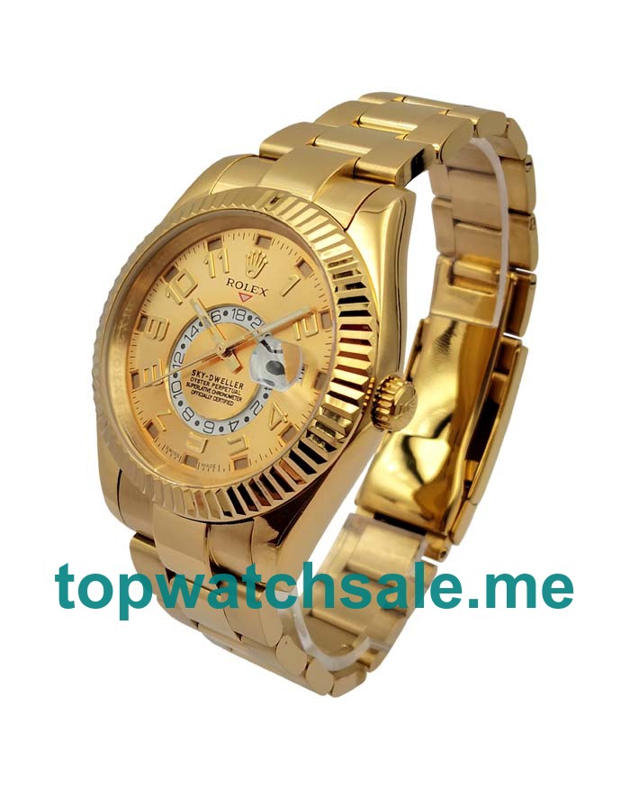 UK Champagne Dials Gold Rolex Sky-Dweller 326938 Replica Watches