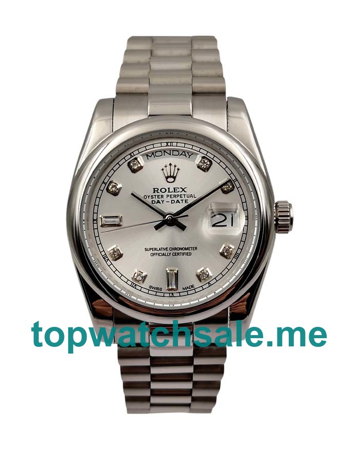 UK Silver Dials White Gold Rolex Day-Date 118239 Replica Watches