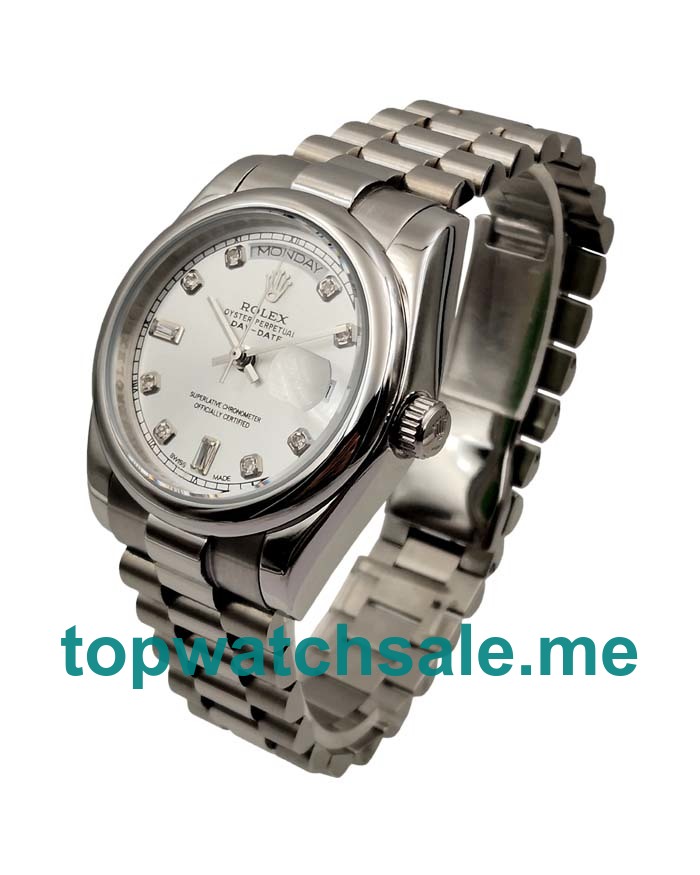 UK Silver Dials White Gold Rolex Day-Date 118239 Replica Watches