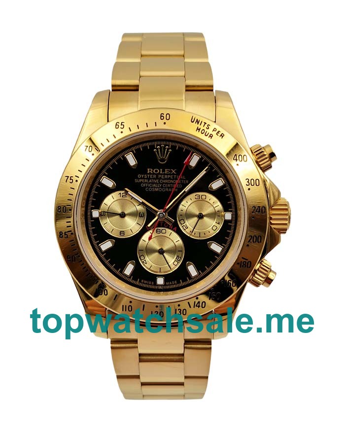 UK Black Dials Gold Rolex Daytona 116528 Replica Watches