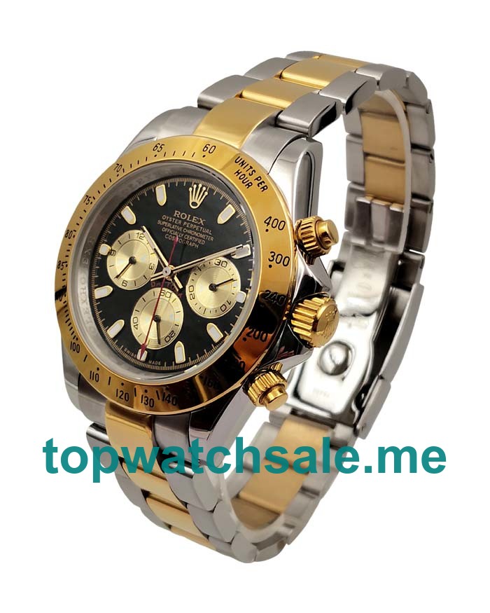 UK Black Dials Steel And Gold Rolex Daytona 116523 Replica Watches