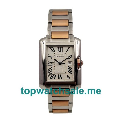 UK Silver Dials Steel And Rose Gold Cartier Tank Anglaise W5310019 Replica Watches