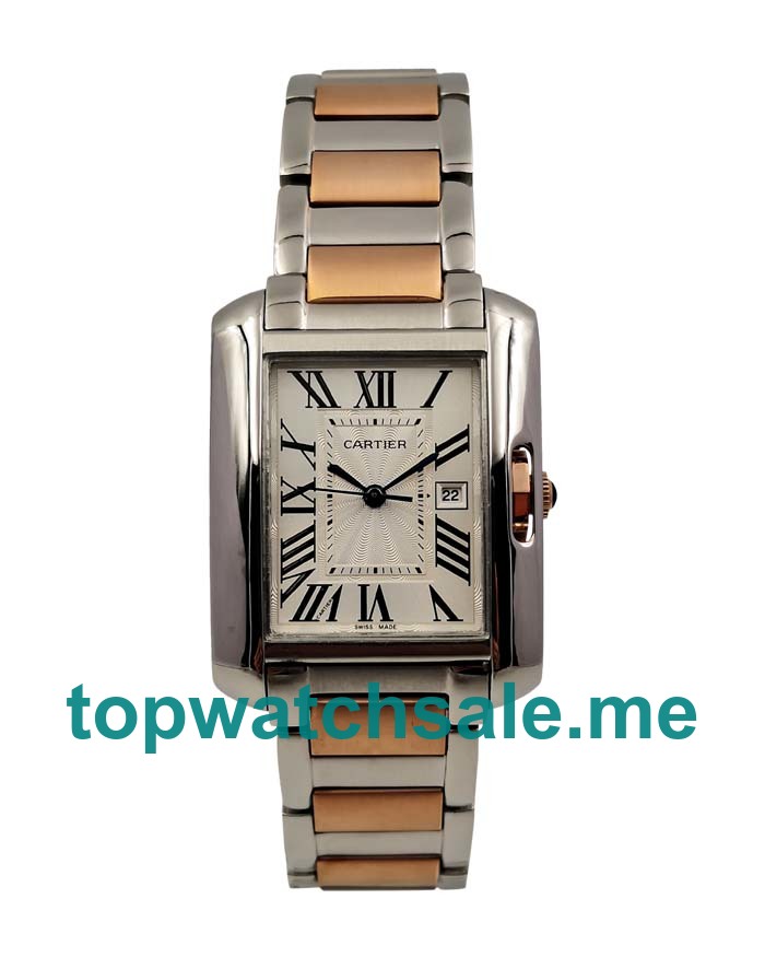 UK Silver Dials Steel And Rose Gold Cartier Tank Anglaise W5310019 Replica Watches