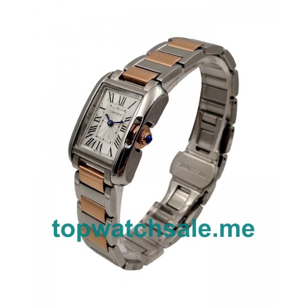 UK Silver Dials Steel And Rose Gold Cartier Tank Anglaise W5310036 Replica Watches