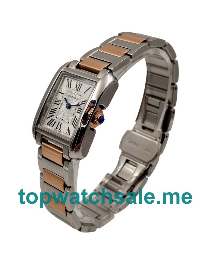 UK Silver Dials Steel And Rose Gold Cartier Tank Anglaise W5310036 Replica Watches