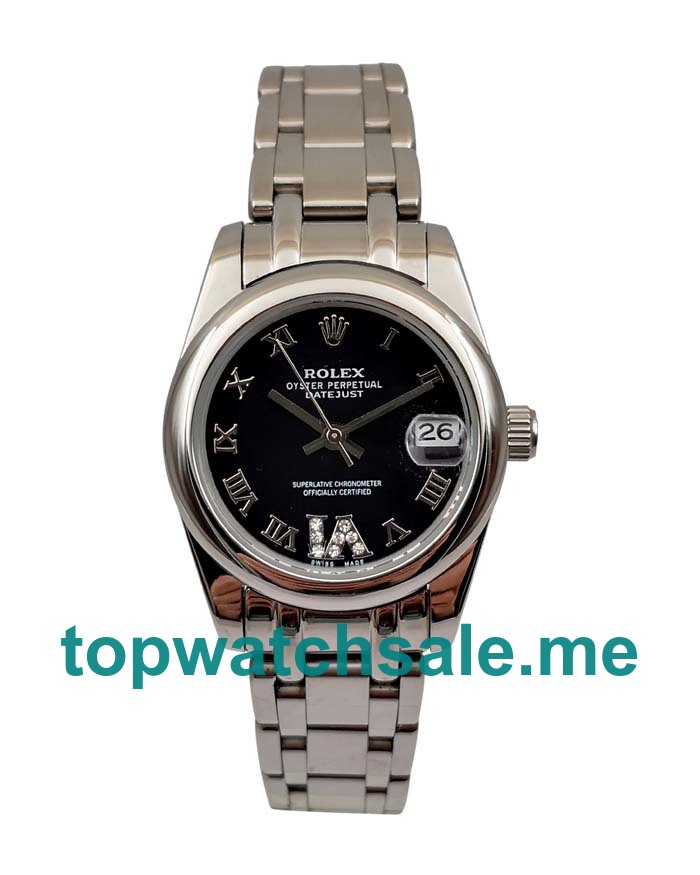 UK Black Dials White Gold Rolex Datejust 81209 Replica Watches