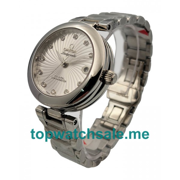 UK White Mother-of-pearl Dials Steel Omega De Ville Ladymatic 425.30.34.20.55.001 Replica Watches