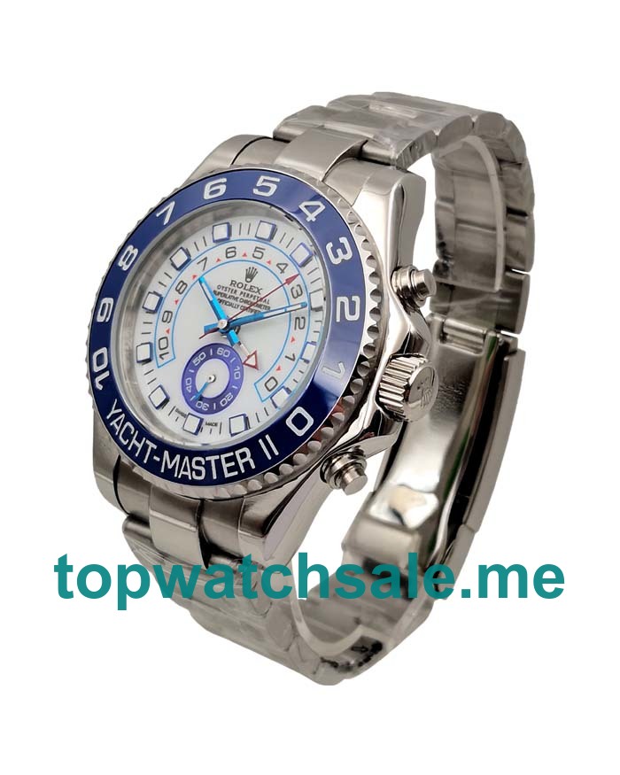 UK Blue Bezels Rolex Yacht-Master II 116680 White Dials Replica Watches