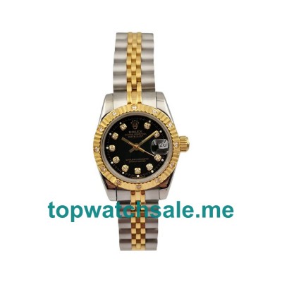 UK Black Dials Steel And Gold Rolex Lady-Datejust 179313 Replica Watches