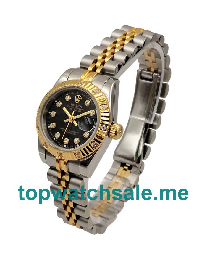 UK Black Dials Steel And Gold Rolex Lady-Datejust 179313 Replica Watches