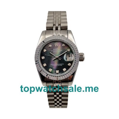 UK Black Mother-of-pearl Dials Steel And White Gold Rolex Lady-Datejust 79174 Replica Watches