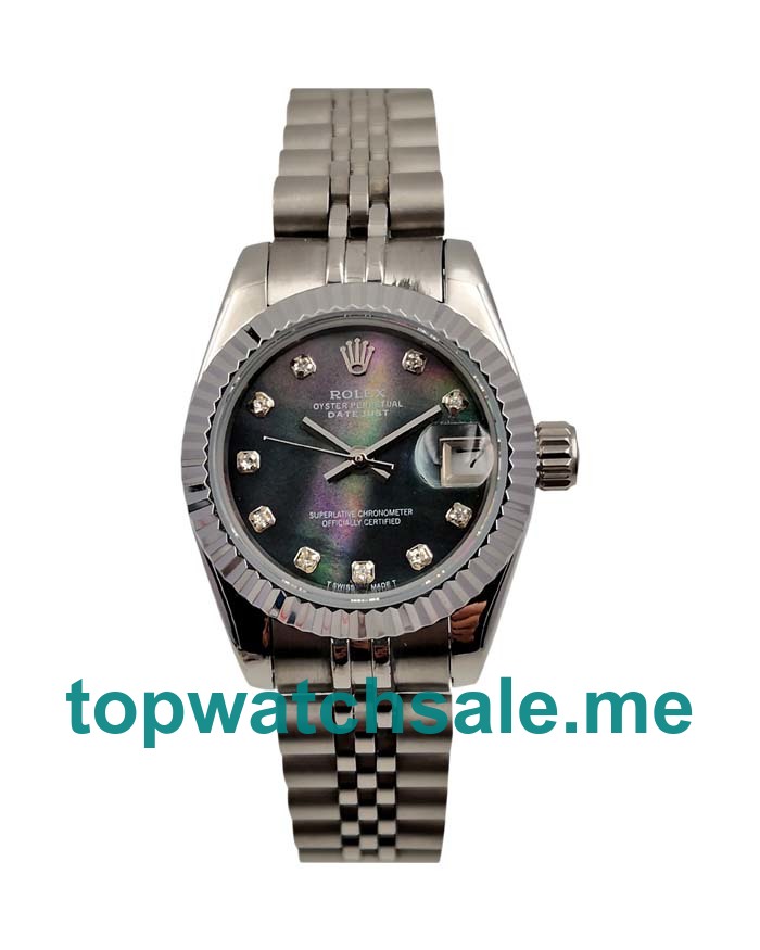 UK Black Mother-of-pearl Dials Steel And White Gold Rolex Lady-Datejust 79174 Replica Watches