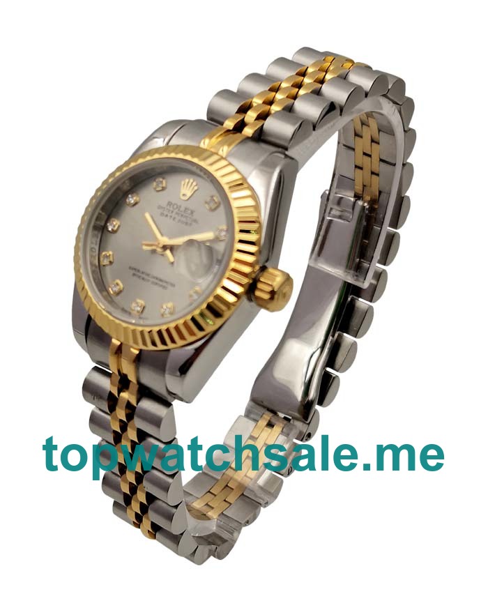 UK Grey Dials Steel And Gold Rolex Lady-Datejust 79173 Replica Watches