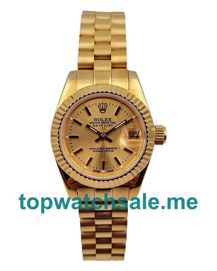 UK Champagne Dials Gold Rolex Lady-Datejust 69178 Replica Watches