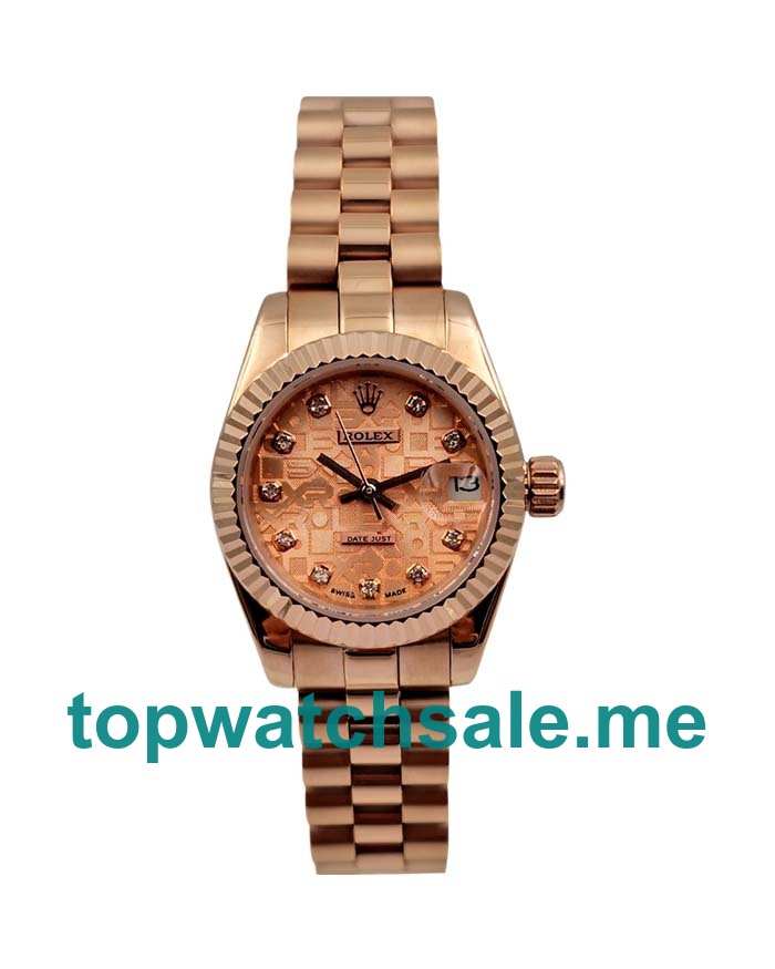 UK Pink Dials Rose Gold Rolex Lady-Datejust 179175 Replica Watches