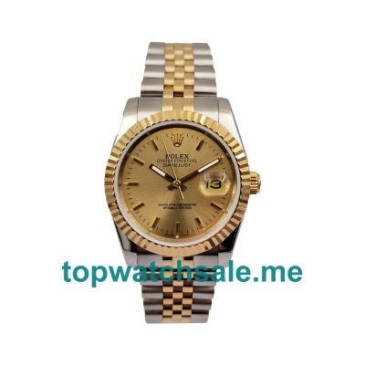 UK Champagne Dials Steel And Gold Rolex Datejust 16233 Replica Watches