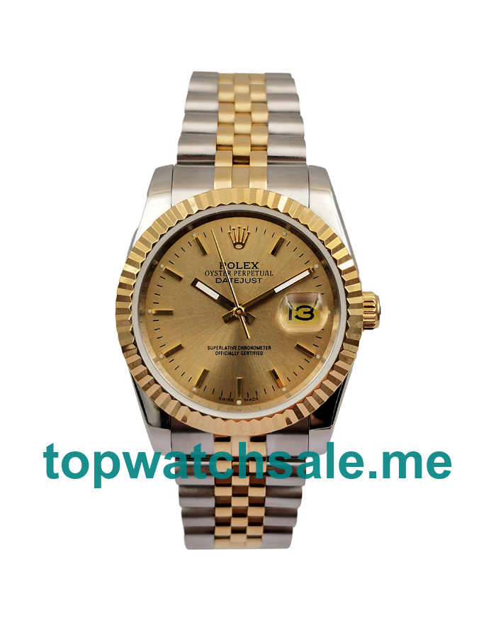 UK Champagne Dials Steel And Gold Rolex Datejust 16233 Replica Watches