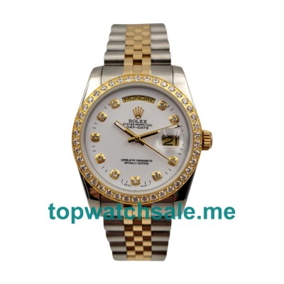 UK White Dials Steel And Gold Rolex Day-Date 18048 Replica Watches