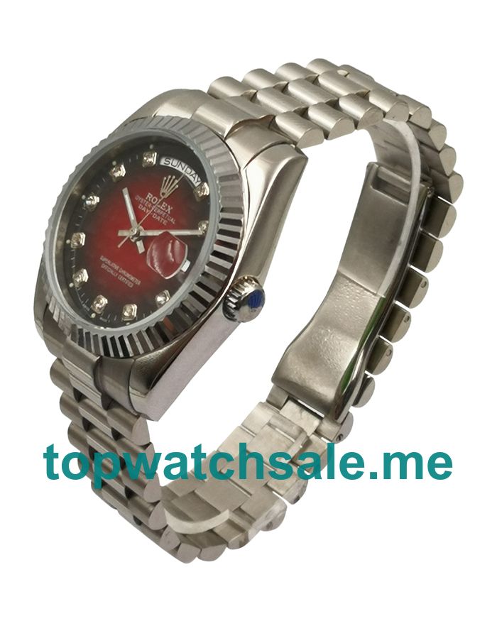 UK Leopard Red Dials Steel Rolex Day-Date 18039 Replica Watches