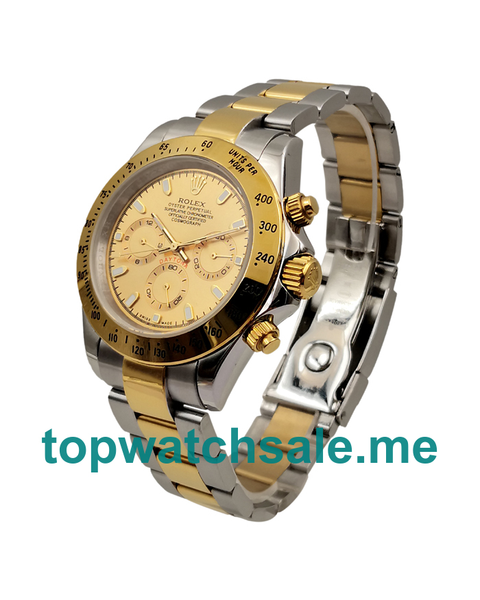 UK Champagne Dials Gold And Steel Rolex Daytona 116523 Replica Watches