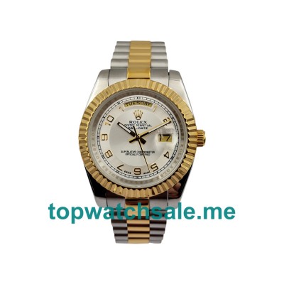 UK White Dials Gold And Steel Rolex Day-Date II 218238 Replica Watches